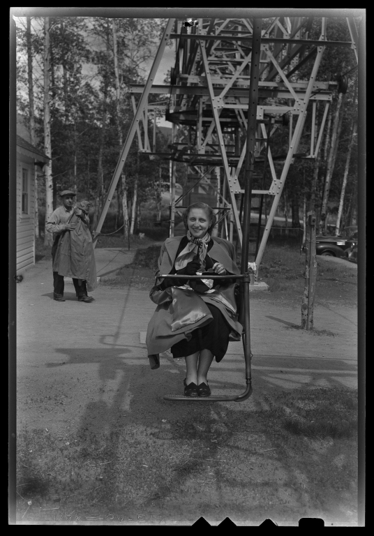 Margaret Truman on chair lift