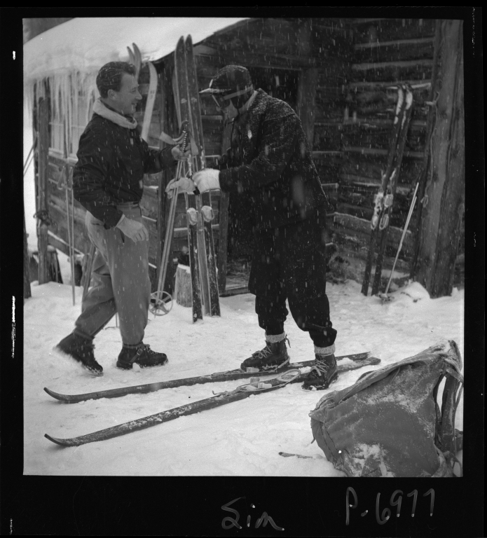 Mohammad Reza Pahlavi, Shah of Iran with Otto Lang, ski instructor