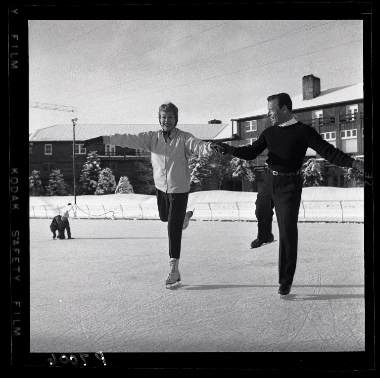 Lucille Ball and Herman Maricich skating on the Sun Valley Ice Skating Rink