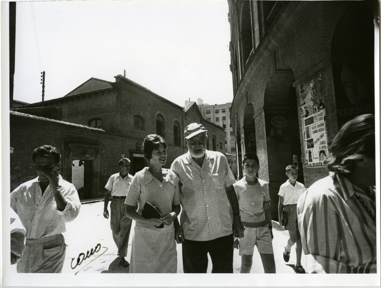 Hemingway Walking With Group, Spanish Streets