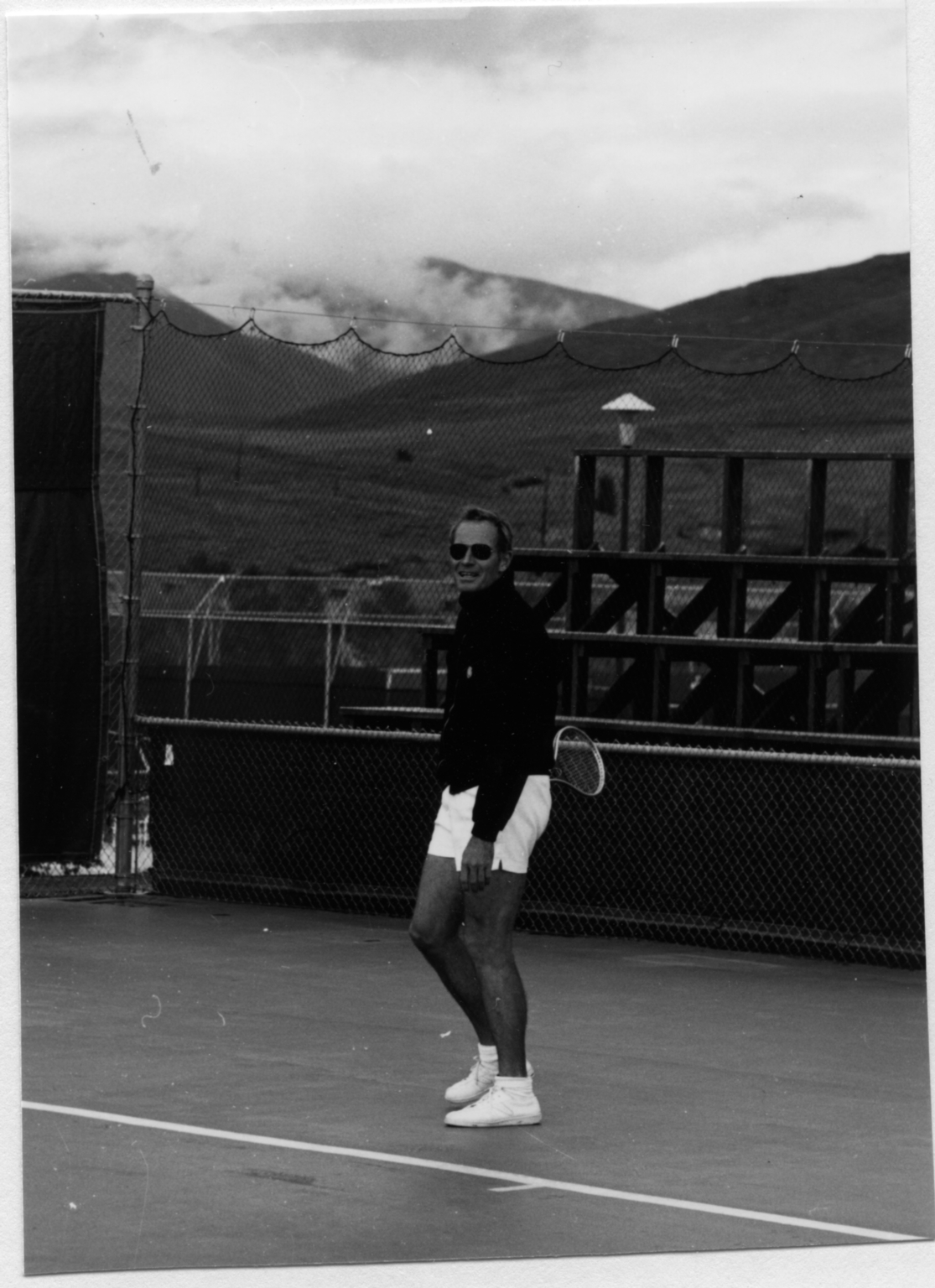 Charlton Heston on the tennis court
