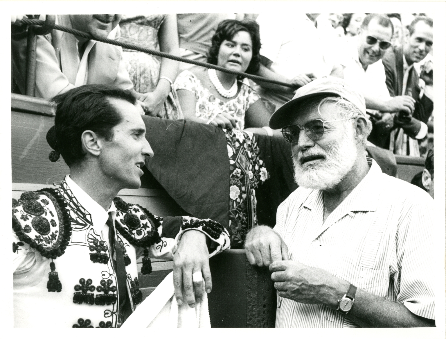 Hemingway and Ordonez at Bullfight, Drinking From Flask
