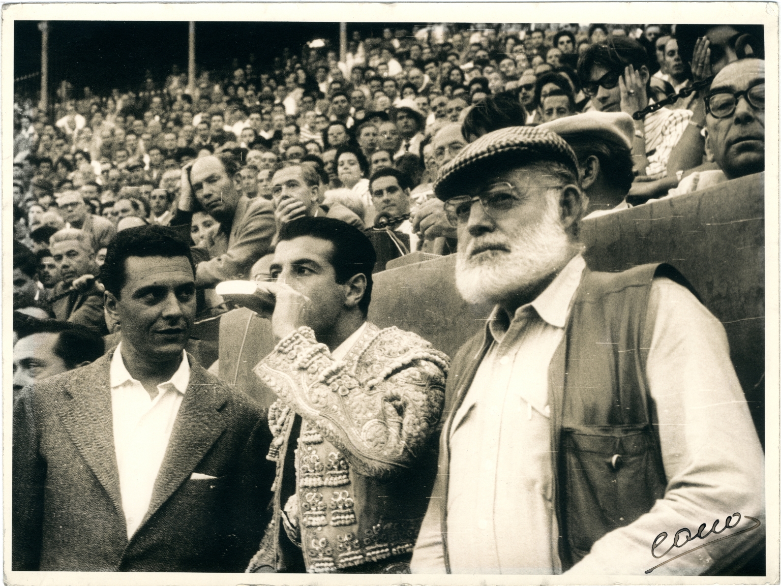 Hemingway and Bullfighter Luis Miguel Dominguin at Bullfight